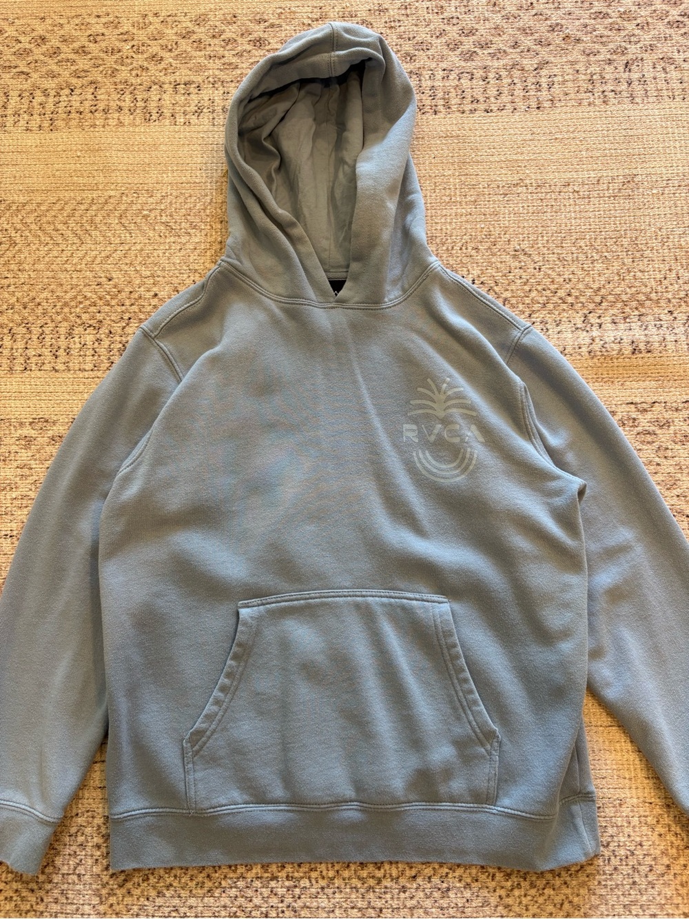 RVCA Boys fit Pineapple Sweatshirt in light blue/grey color.